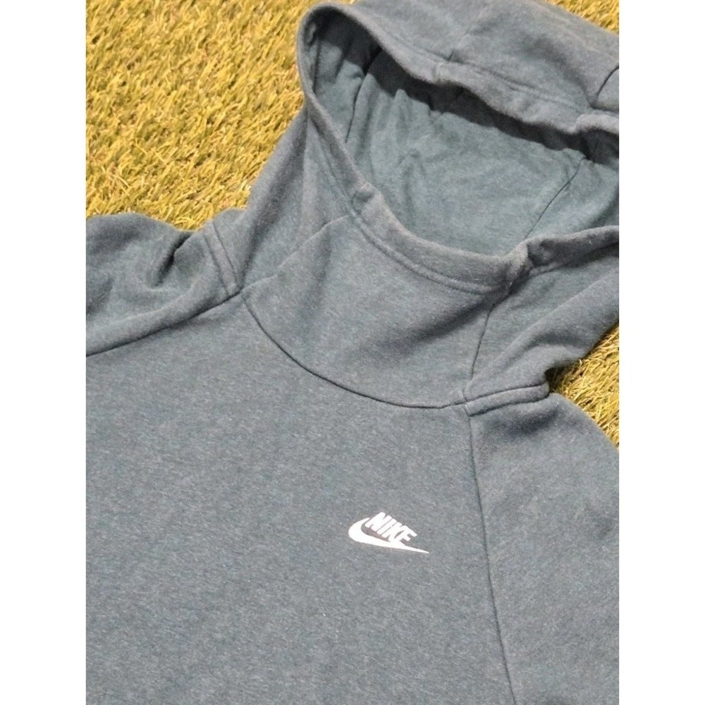 Nike Sportswear Funnel Neck Pullover Hoodie Mens Medium M Teal Green Raglan Logo